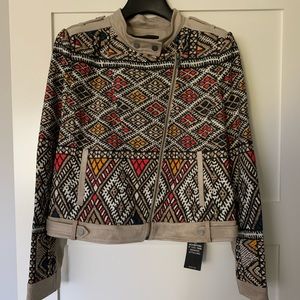 BCBGMaxAzria Ziggy Woven Moto Jacket